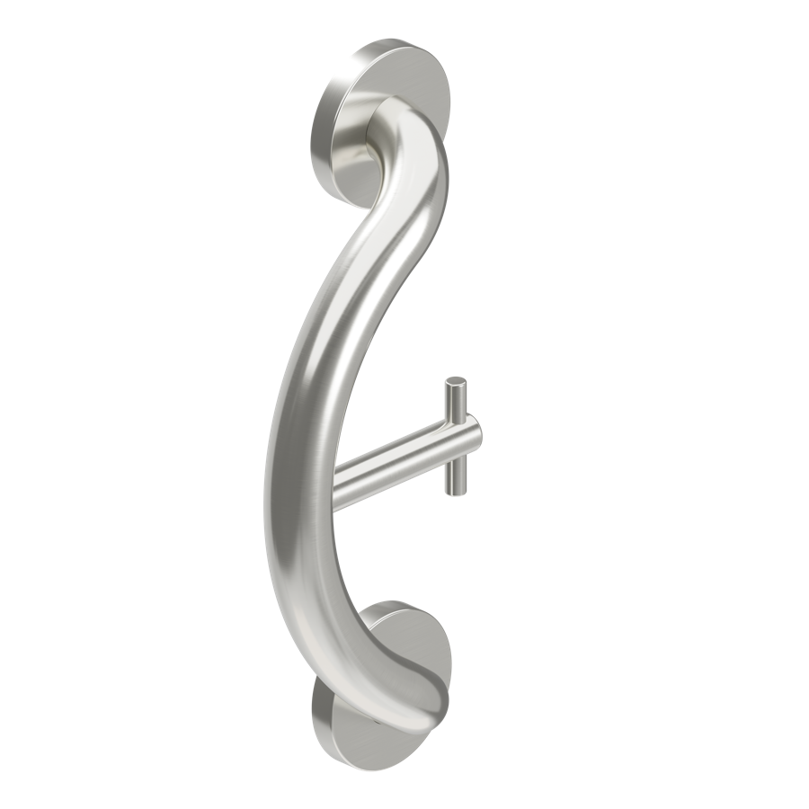 HealthCraft Products Plus Series Grab Bar - Towel and Robe Hook - Brushed Stainless Steel
