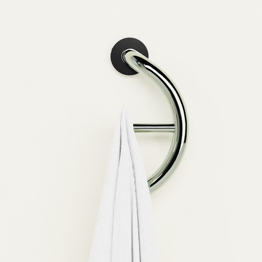 HealthCraft Products Plus Series Grab Bar - Towel and Robe Hook - Brushed Stainless Steel