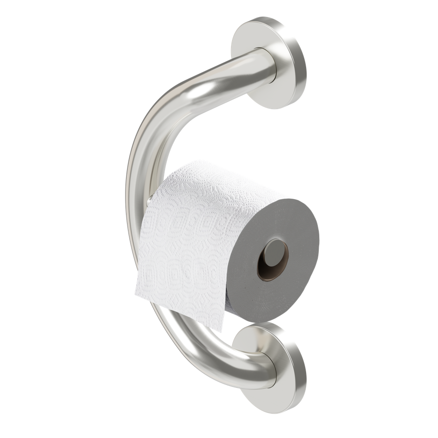 HealthCraft Products Plus Series Grab Bar - Toilet Paper Holder - Brushed Stainless Steel