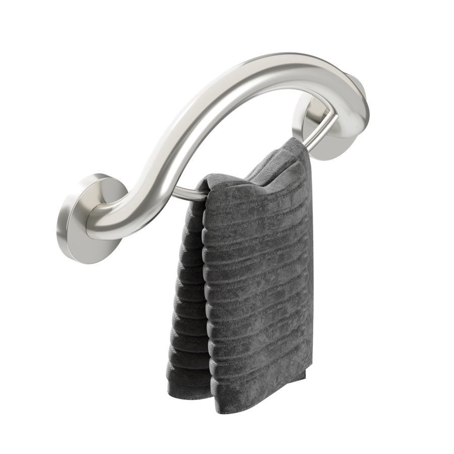 HealthCraft Products Plus Series Grab Bar - Towel Ring - Brushed Stainless Steel