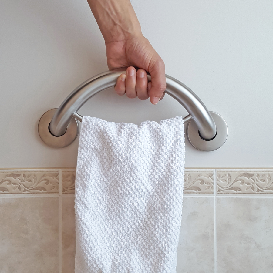HealthCraft Products Plus Series Grab Bar - Towel Ring - Brushed Stainless Steel