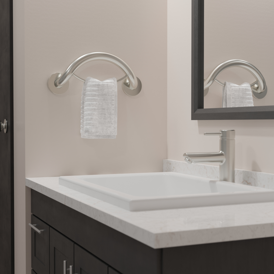 HealthCraft Products Plus Series Grab Bar - Towel Ring - Brushed Stainless Steel