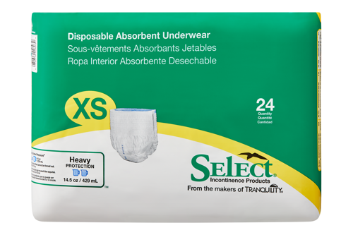 Select Disposable Absorbent Underwear, Heavy Absorbency - Incontinence/Incontinence Products/Pads & Briefs - Select - X - Small - 24 Count - 070319026039