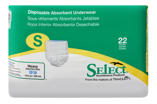 Select Disposable Absorbent Underwear, Heavy Absorbency - Incontinence/Incontinence Products/Pads & Briefs - Select - Small - 22 Count - 070319026046
