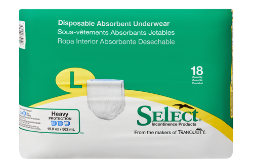 Select Disposable Absorbent Underwear, Heavy Absorbency - Incontinence/Incontinence Products/Pads & Briefs - Select - Large - 18 Count - 070319026060
