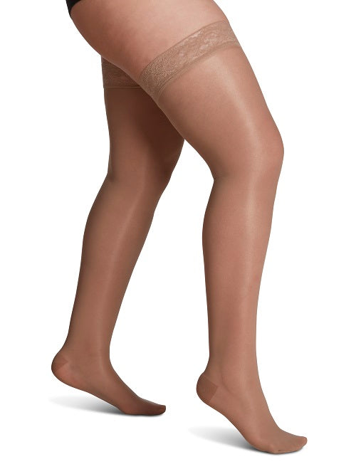 SIGVARIS Sheer Fashion Compression Hosiery for Women Series 120, Thigh High, Suntan - Compression/Moderate Compression - SIGVARIS