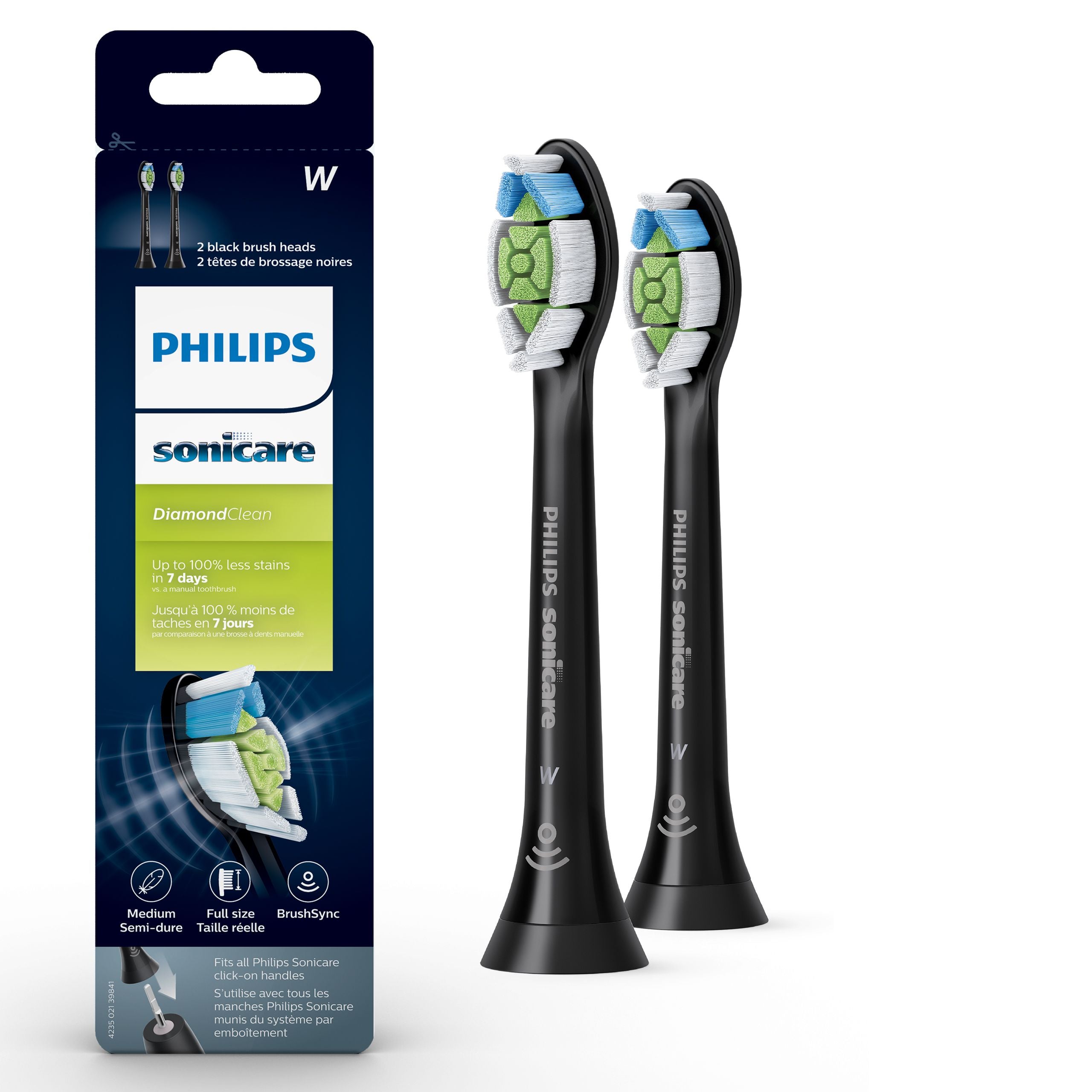 Sonicare DiamondClean Replacement Brush Heads, Black, 2 Pack, HX6062/90 - Daily Living Aids & Wellness/Dressing & Grooming Aids/ - Sonicare