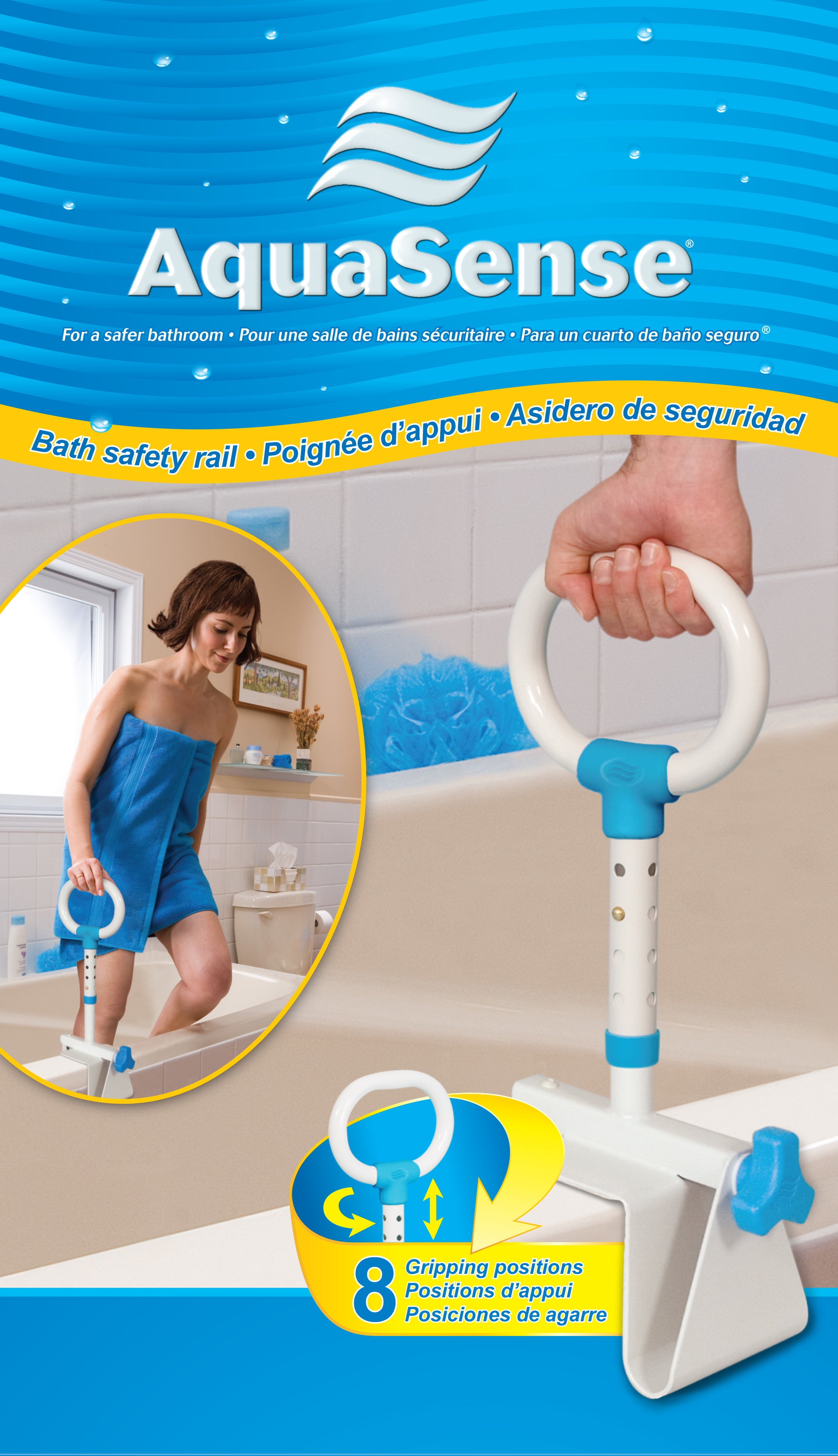 AquaSense Steel Bathtub Safety Rail