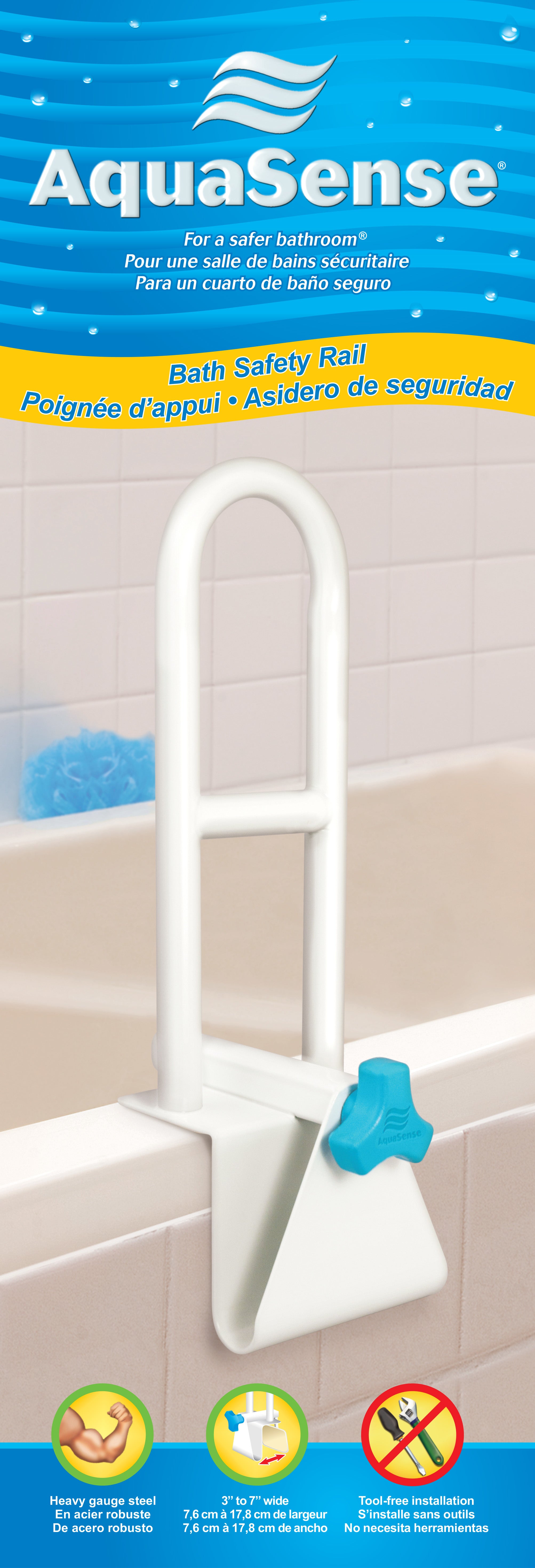 AquaSense Bathtub Safety Rail with Steel Construction, White