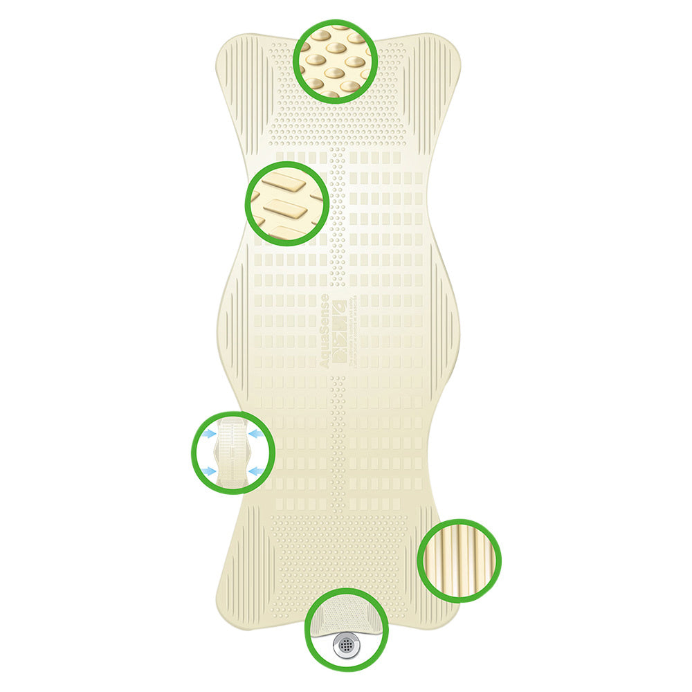 AquaSense Non-Slip Bath Mat with Invigorating Massage Zones, Large