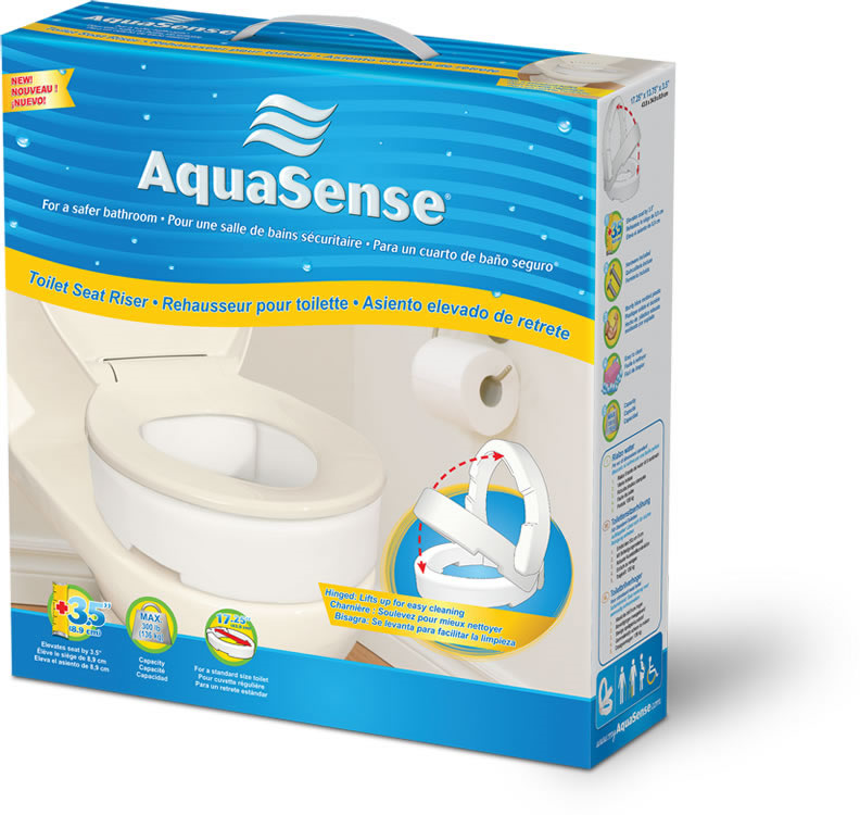 Aquasense Toilet Seat Riser with Hinge