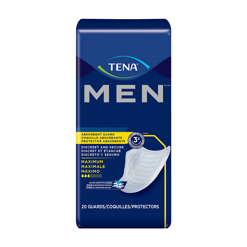 TENA Incontinence Guards for Men, Moderate Absorbency, 20 Count
