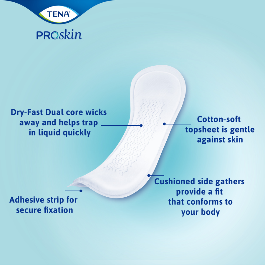 TENA Day Incontinence Pad Insert, Light Absorbency, 14 Count