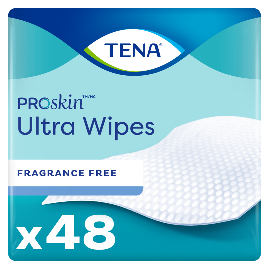 TENA Cleansing Ultra Washcloth Scent Free, 48 Count