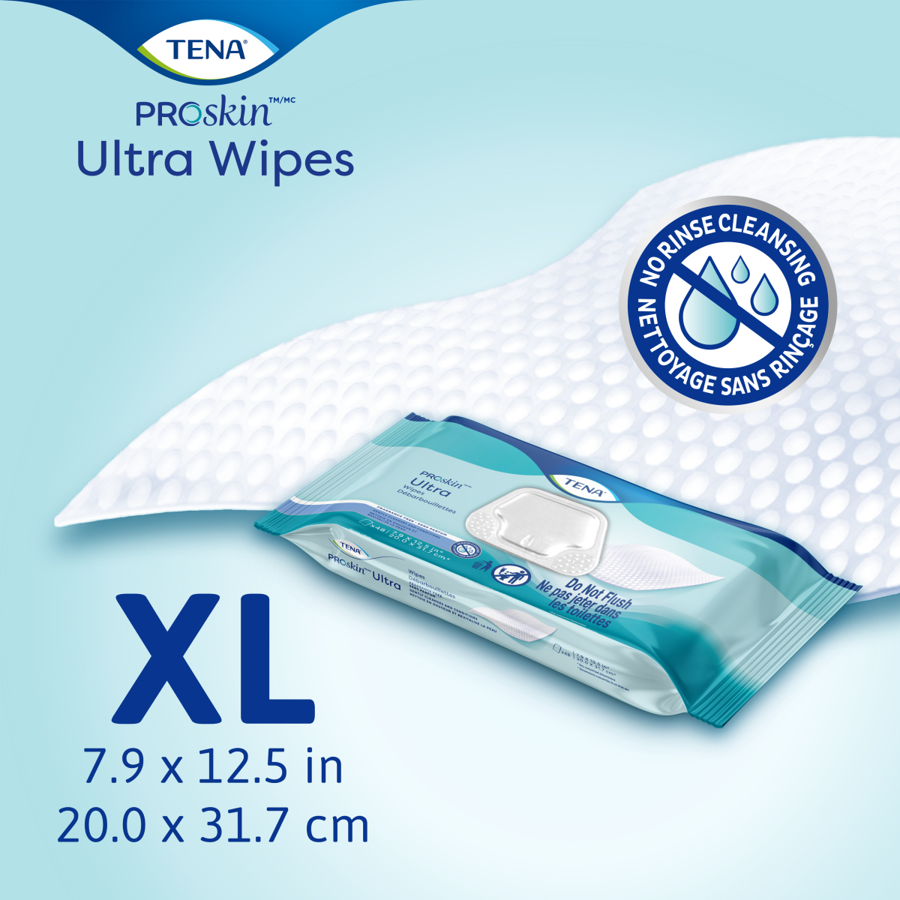 TENA Cleansing Ultra Washcloth Scent Free, 48 Count
