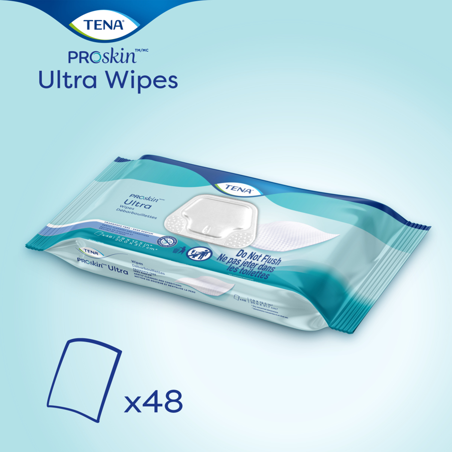 TENA Cleansing Ultra Washcloth Scent Free, 48 Count - Incontinence/Personal Hygiene - TENA