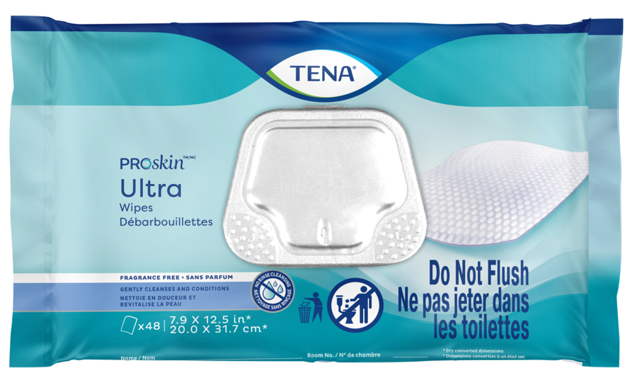 TENA Cleansing Ultra Washcloth Scent Free, 48 Count - Incontinence/Personal Hygiene - TENA