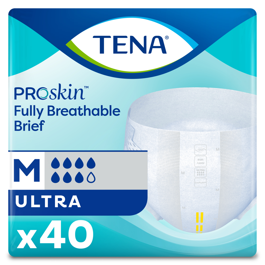 TENA Adult Incontinence Brief, Ultra Absorbency - Incontinence/Single Use - TENA - Medium - 40 Count - 768702672009