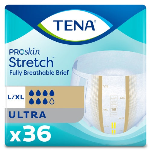 TENA Stretch Adult Incontinence Brief, Ultra Absorbency - Incontinence/Single Use - TENA - Large/X - Large - 36 Count - 768702678032