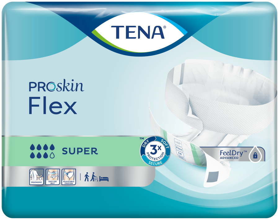 TENA ProSkin Flex Brief, Super Absorbency - Incontinence/Single Use - TENA - Medium - 30 Count - 768702678056