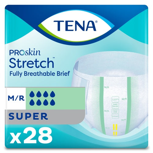 TENA Stretch Adult Incontinence Brief, Super Absorbency - Incontinence/Single Use - TENA - Medium/Regular - 28 Count - 768702679022