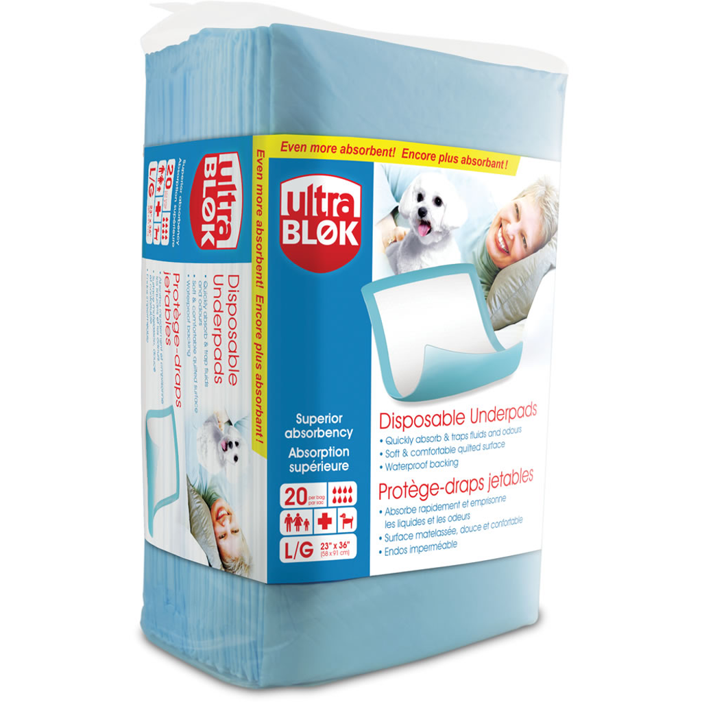 Ultrablok Disposable Incontinence Underpads for Bed + Furniture