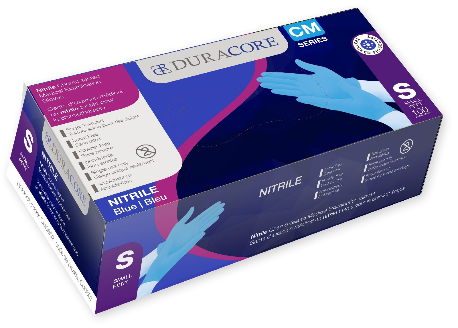 Duracore Blue Nitrile Chemo-tested Medical Examination Gloves, 3.2mil, Box of 100