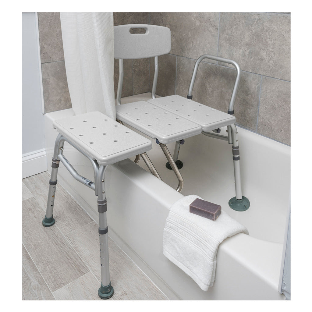 Drive Medical Splash Defense Transfer Bench with Curtain Guard Protection - Home/Bathroom Safety - Drive Medical