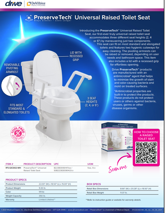 Drive Medical Universal Raised Toilet Seat - Home/Raised Toilet Seats - Drive Medical