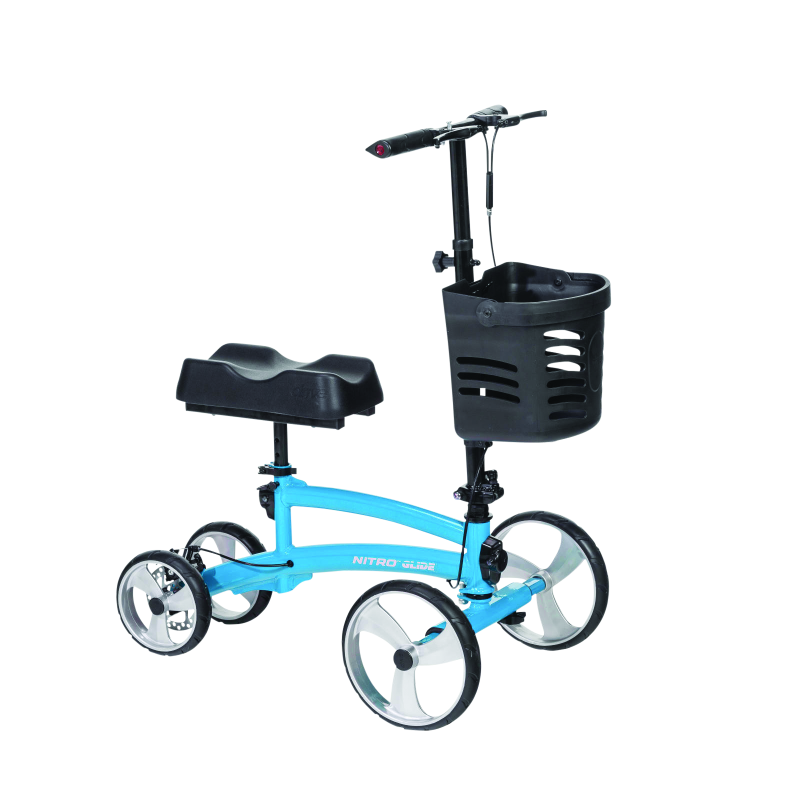 Drive Medical Nitro Glide Knee Walker Knee Scooter Crutch Alternative - Rollators & Walkers/Walkers - Drive Medical - Blue - 822383019093