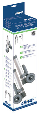 Drive Medical Rear Glide Walker Brakes with 3" Wheels, 1 Pair