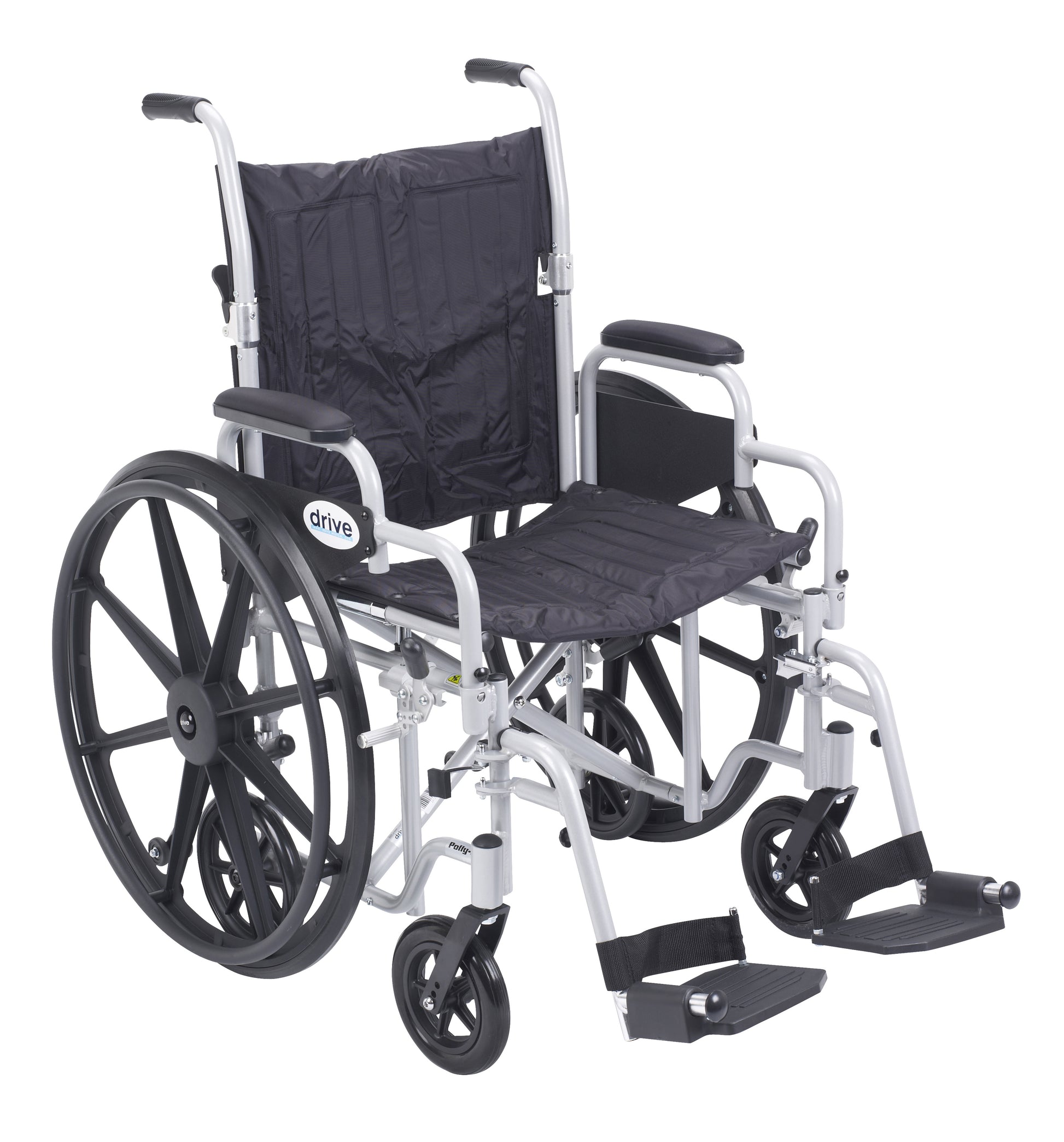 Drive Medical Poly Fly Light Weight Transport Chair Wheelchair with Swing away Footrests - Wheelchairs & Transport Chairs/Lightweight Transport Chairs - Drive Medical - 20 Seat - 822383132044