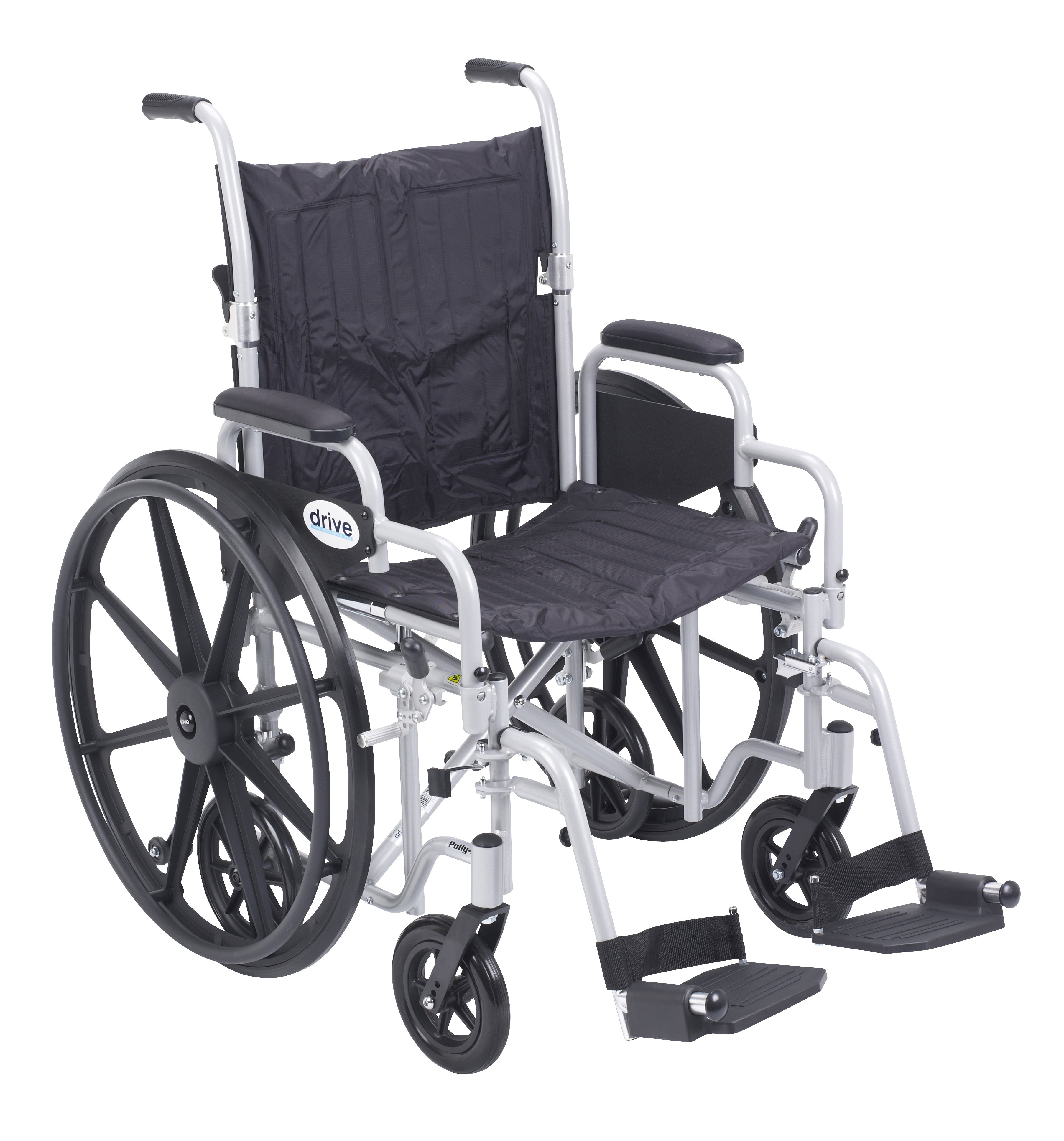Drive Medical Poly Fly Light Weight Transport Chair Wheelchair with Swing away Footrests