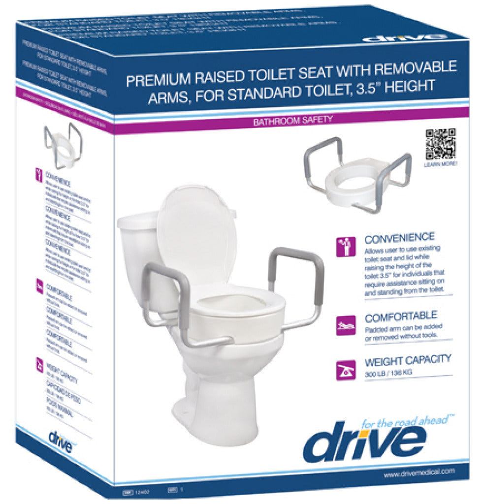 Drive Medical Premium Seat Riser with Removable Arms, Standard Seat - Home/Raised Toilet Seats - Drive Medical - Default Title - 822383135670