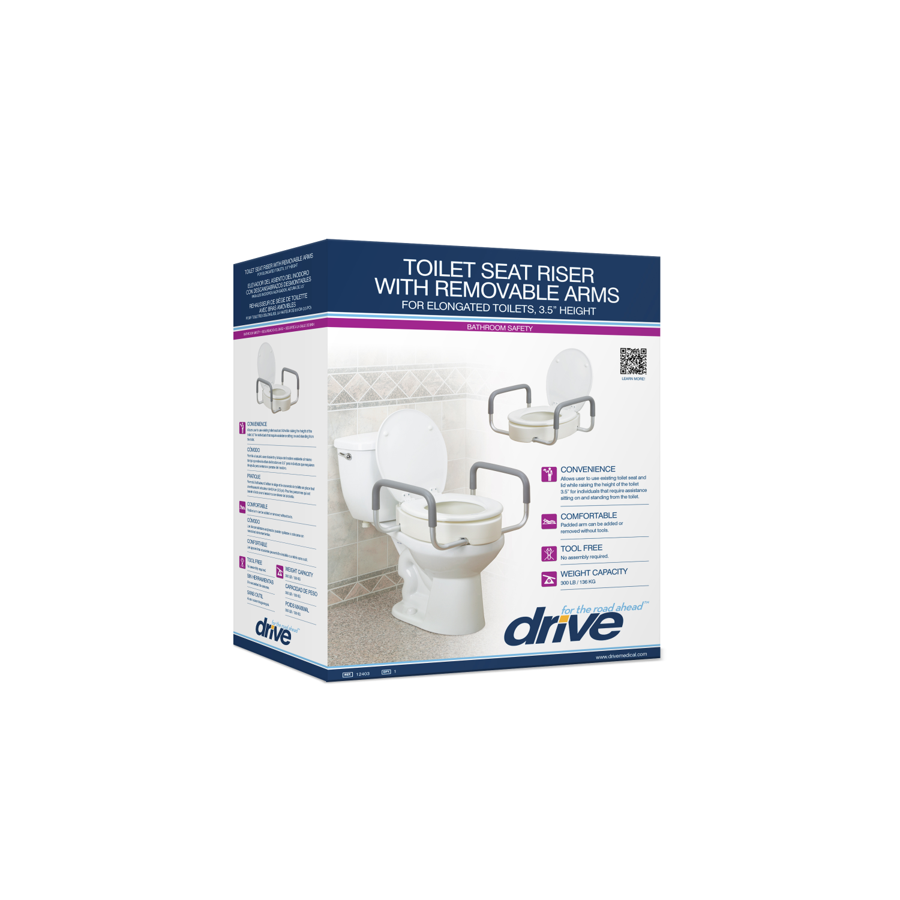 Drive Medical Premium Raised Toilet Seat With Removable Arms - Home/Raised Toilet Seats - Drive Medical
