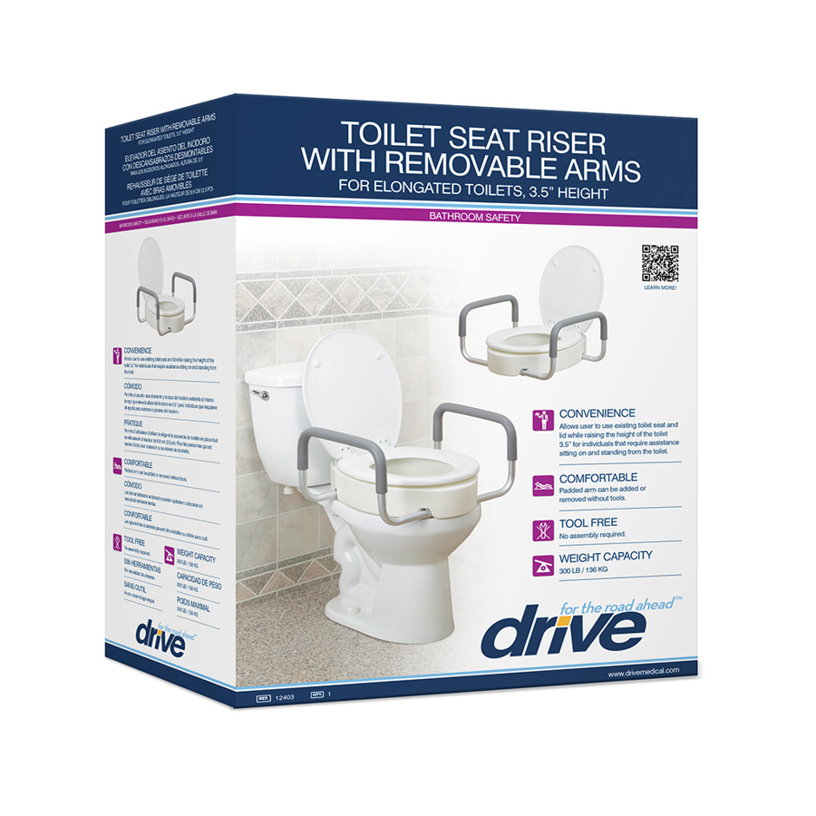 Drive Medical Premium Raised Toilet Seat With Removable Arms - Home/Raised Toilet Seats - Drive Medical