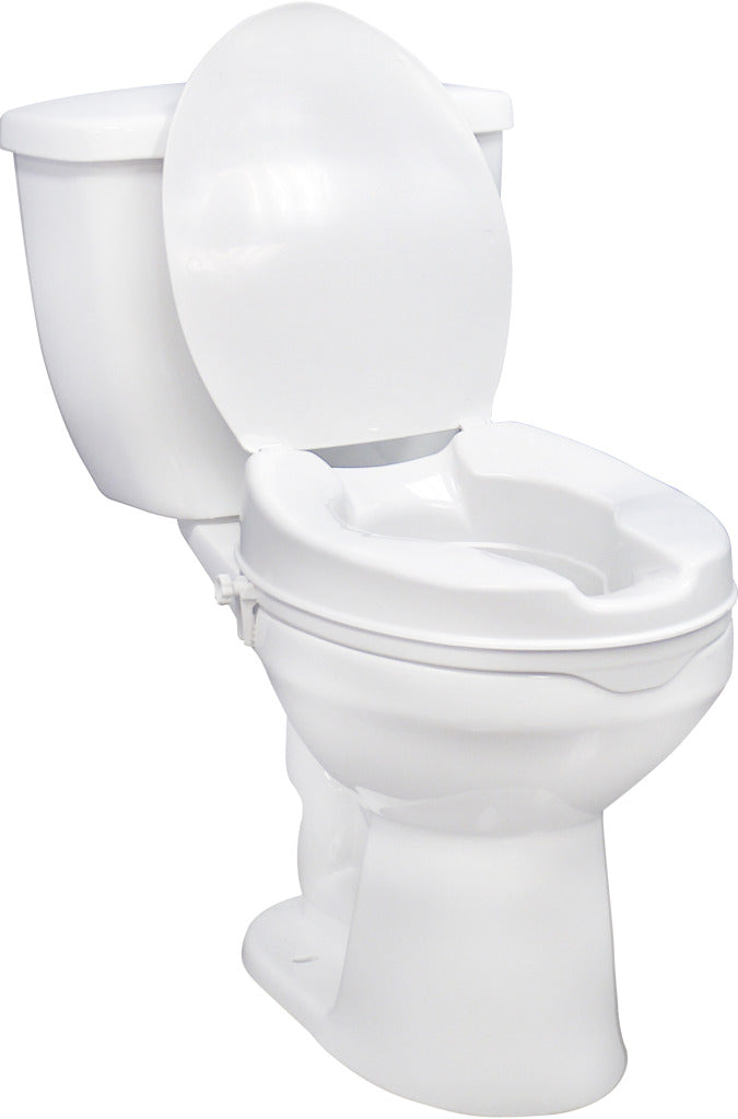 Drive Medical Raised Toilet Seat with Lock and Lid, Standard Seat, 4"