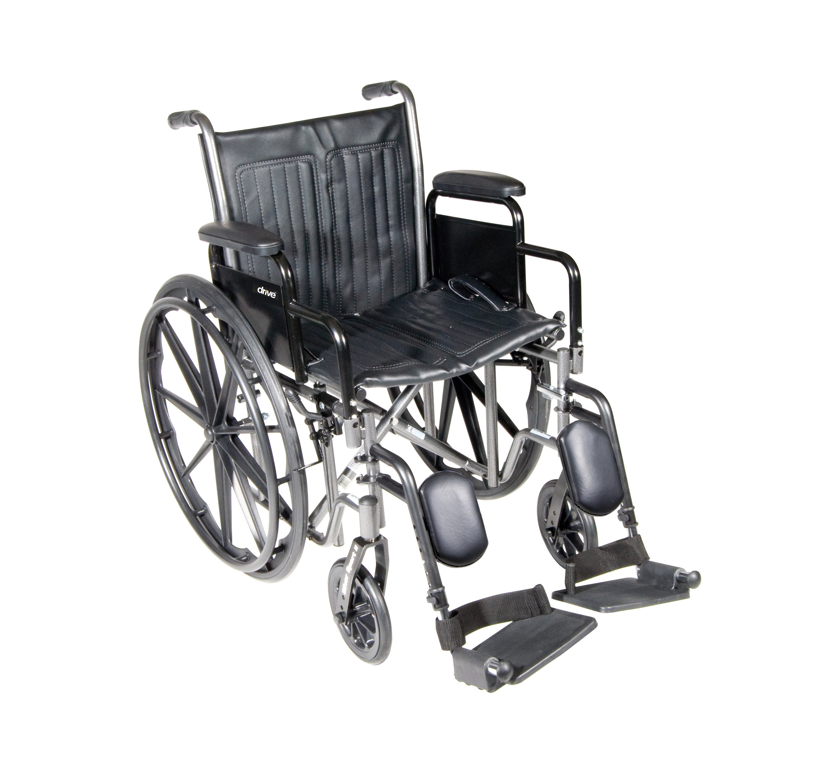 Drive Medical Silver Sport 2 Wheelchair, Detachable Desk Arms, Elevating Leg Rests, 18" Seat