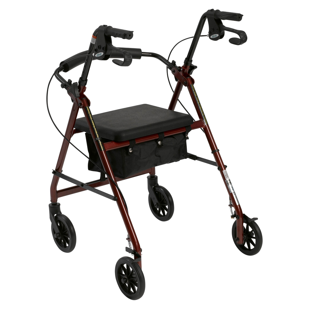 Drive Medical Walker Rollator with 6" Wheels, Fold Up Removable Back Support and Padded Seat - Rollators & Walkers/Rollators - Drive Medical