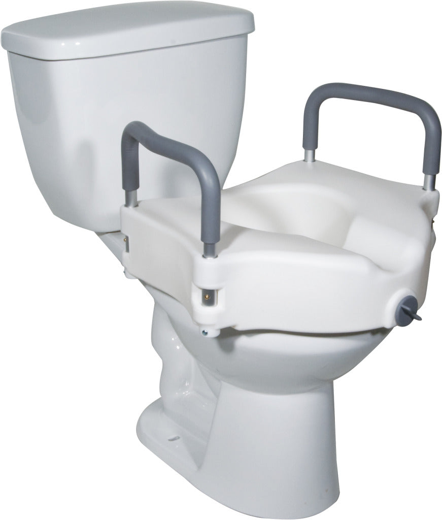 Drive Medical Elevated Raised Toilet Seat with Removable Padded Arms, Standard Seat
