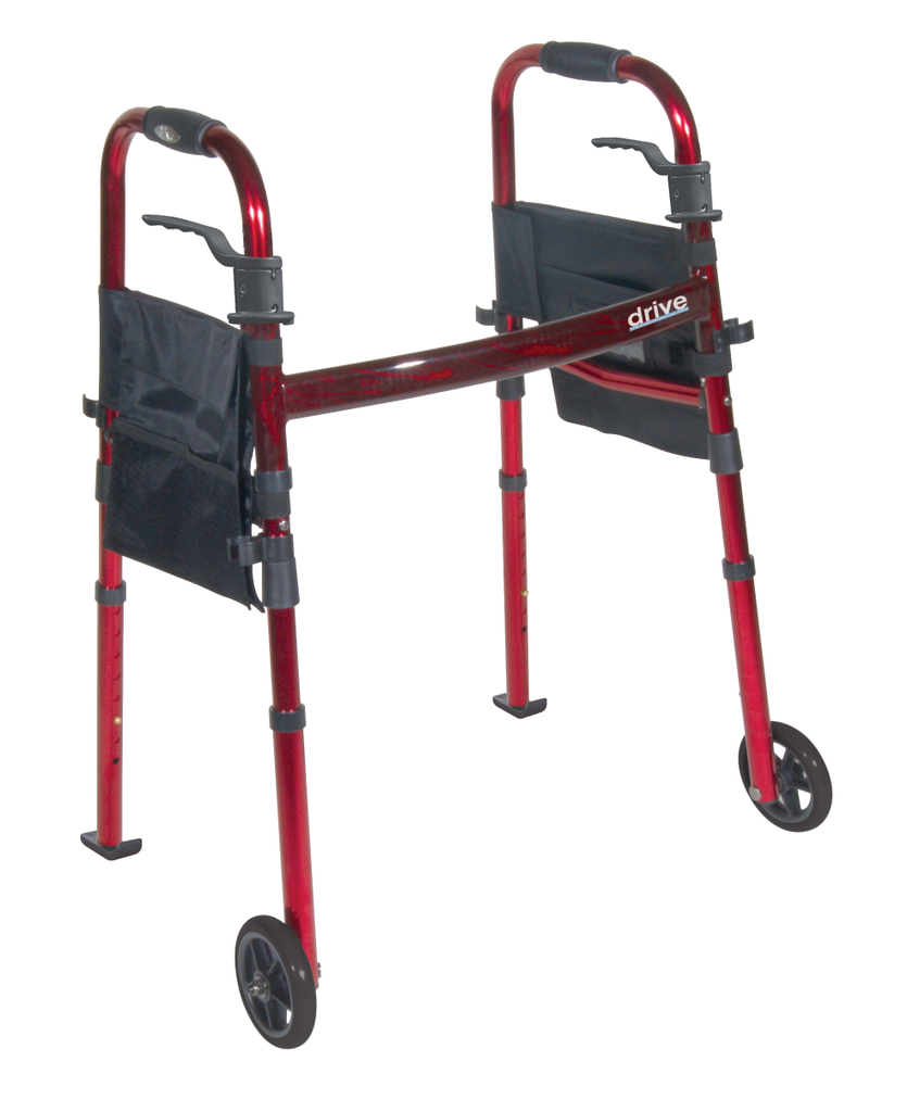 Drive Medical Portable Folding Travel Walker with 5" Wheels and Fold up Legs - Rollators & Walkers/Walkers - Drive Medical - Default Title - 822383251752