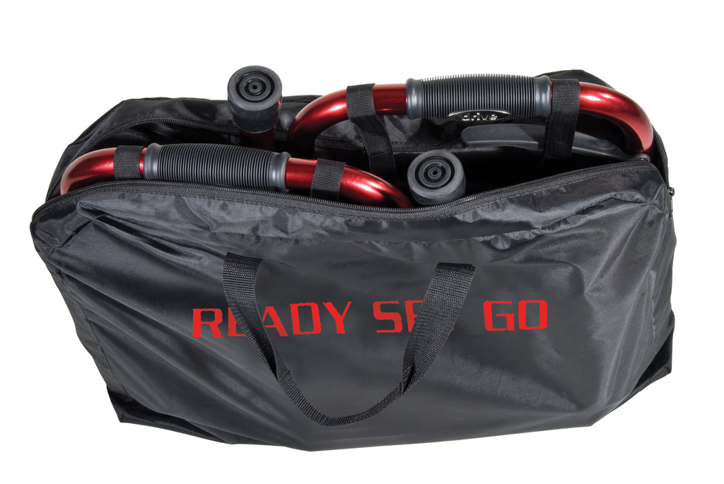 Drive Medical Portable Folding Travel Walker with 5" Wheels and Fold up Legs