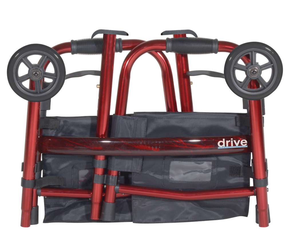 Drive Medical Portable Folding Travel Walker with 5" Wheels and Fold up Legs - Rollators & Walkers/Walkers - Drive Medical