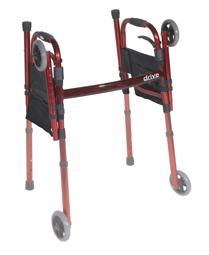 Drive Medical Portable Folding Travel Walker with 5" Wheels and Fold up Legs - Rollators & Walkers/Walkers - Drive Medical