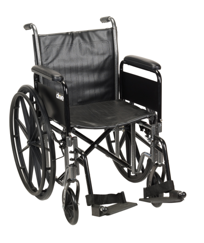 Drive Medical Silver Sport 2 Wheelchair, Detachable Full Arms, Swing away Footrests, 18" Seat