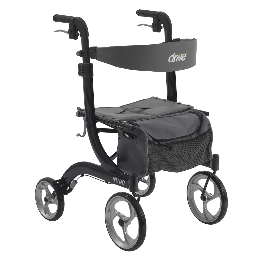Drive Medical Nitro Euro Style Walker Rollator - Rollators & Walkers/Rollators - Drive Medical - Regular - Black - 822383505305
