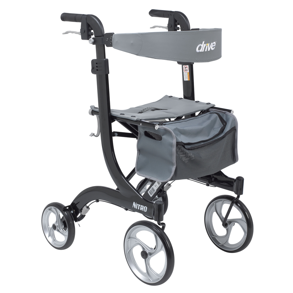 Drive Medical Nitro Euro Style Walker Rollator - Rollators & Walkers/Rollators - Drive Medical - Tall - Black - 822383523934