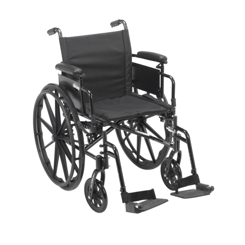 Drive Medical Cruiser X4 Lightweight Dual Axle Wheelchair with Adjustable Detachable Arms, Full Arms, Swing Away Footrests, 20"