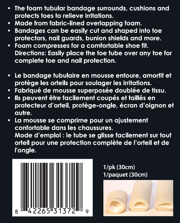 goSeamless Tubular Foam Toe Bandage GS3137