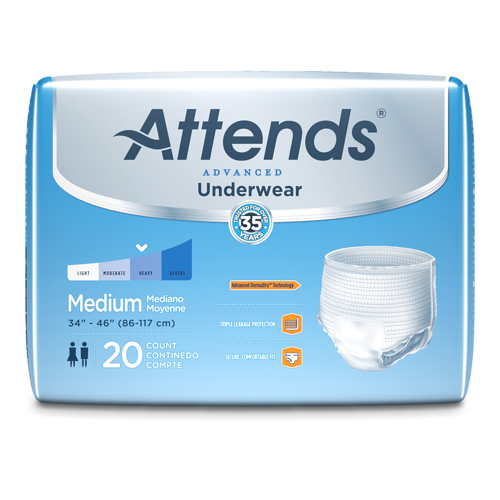 Attends Advanced Underwear, Heavy Absorbency - / - Attends - Medium - 20 Count - 086679250311